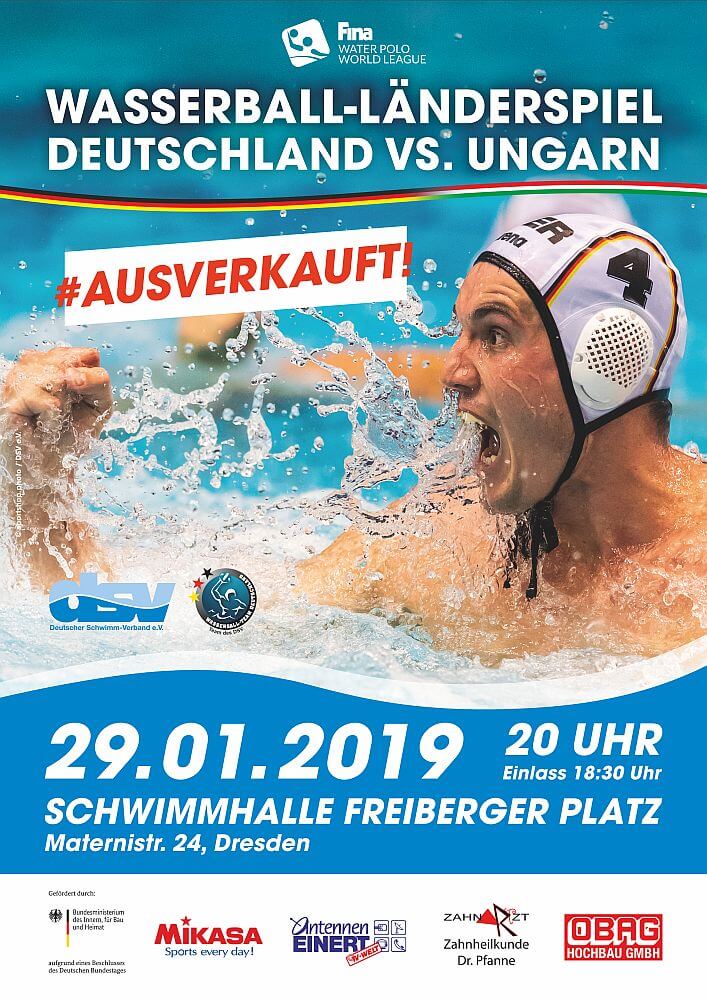 Wasserball Länderspiel in Dresden: FINA World League 2019 - Deutschland gegen Ungarn