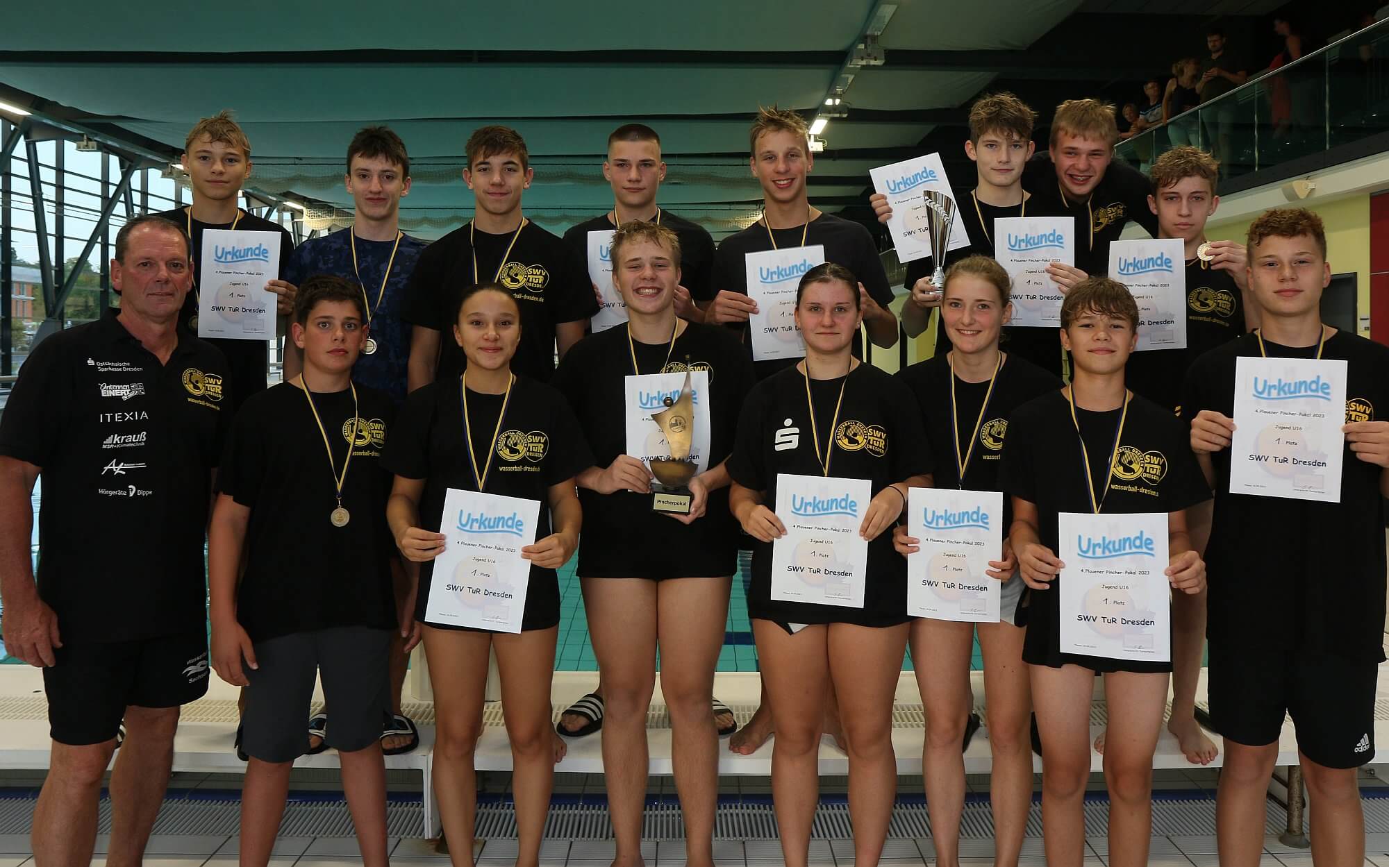 U16 Wasserball Team TuR Dresden beim Pincherpokal in Plauen 2023