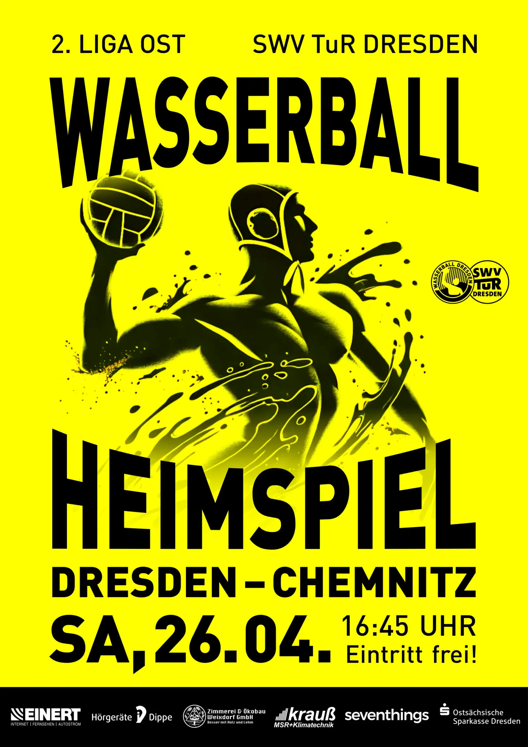 SWV TuR Dresden Wasserball Plakt für das Heimspiel am 26.04.2025 gegen Chemnitz