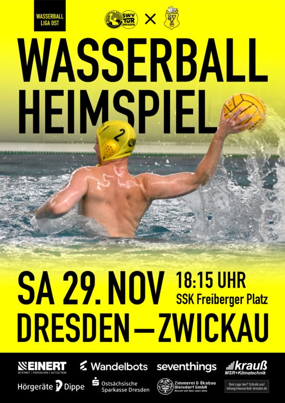 Plakat Wasserball Spieltasg 29.11.2025 Dresden gegen Zwickau