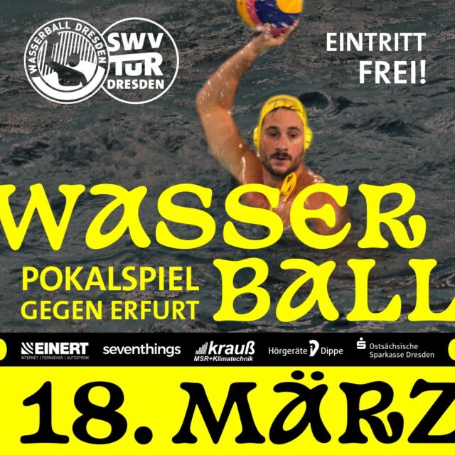 📅 Schon mal im Kalender vormerken: Am 18 März sehen wir uns alle in der Halle! Ab 13:45 Uhr Endrunde Ostdeutsche Meisterschaft für unsere U14 und abends 19:15 Uhr Pokalfight gegen Erfurt. 💪 🤽‍♂️
#swvtur #dresden #wasserball #pokalspiel #teamplayer