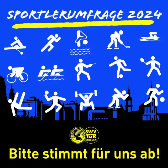 Wir haben keine Chance – nutzen wir sie! 🏆
Unsere 1. Männermannschaft ist für die Sportlerumfrage 2025 des Stadtsportbundes Dresden in der Kategorie „Mannschaft“ nominiert! Unterstützt unsere TuR-Wasserballer und gebt ihnen Eure Stimme! 💪
🗓 Abstimmen könnt Ihr bis zum 28. Februar 2025.
📩 Registriert Euch dazu mit Eurer E-Mail-Adresse auf ssb-dresden.de und schon könnt Ihr teilnehmen.
💡 Tipp: Mitmachen lohnt sich doppelt, denn unter allen Teilnehmenden werden Tickets für verschiedene Sportveranstaltungen verlost! 🎟
Vielen Dank für Eure Unterstützung - teilt diesen Beitrag gerne mit Freunden und Familie! ✨